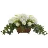 Hydrangea & Roses Artificial Arrangement In Metal Planter -Michaels D386918S 1