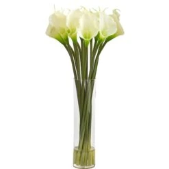 2.3ft. Calla Lily Artificial Arrangement In Clear Container White 7 2.3ft. Calla Lily Artificial Arrangement In Clear Container White -Michaels D386935S 1 1