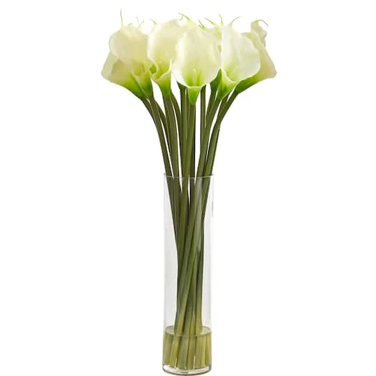 2.3ft. Calla Lily Artificial Arrangement In Clear Container White 5 2.3ft. Calla Lily Artificial Arrangement In Clear Container White - Image 3