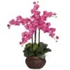 2.5ft. Moth Orchid Silk Flower Arrangement In Decorative Vase Dark Pink -Michaels D386983S 1