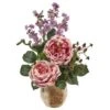 Large Rose And Dancing Daisy In Wooden Pot -Michaels D387029S 1