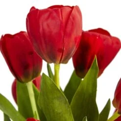 Tulips Silk Arrangement In Black Glossy Cylinder Vase -Michaels D387087S 5