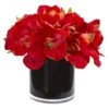 Amaryllis Artificial Arrangement In Glossy Cylinder -Michaels D387123S 1