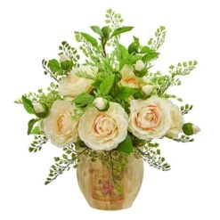 13" Camellia & Maiden Hair Artificial Arrangement