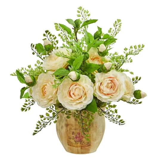 13" Camellia & Maiden Hair Artificial Arrangement 3 13" Camellia & Maiden Hair Artificial Arrangement