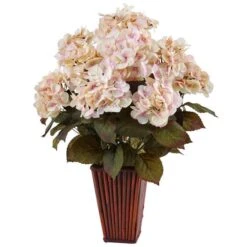 Hydrangea Silk Arrangement In Bamboo Planter -Michaels D387174S 1 1