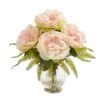 Peony And Fern Artificial Arrangement In Glass Vase 2 Peony And Fern Artificial Arrangement In Glass Vase -Michaels D387520S 1