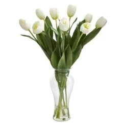 24" Tulip Arrangement In Vase White -Michaels D387600S 1 1