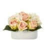 7" Rose And Hydrangea Artificial Arrangement In White Vase -Michaels D388050S 1