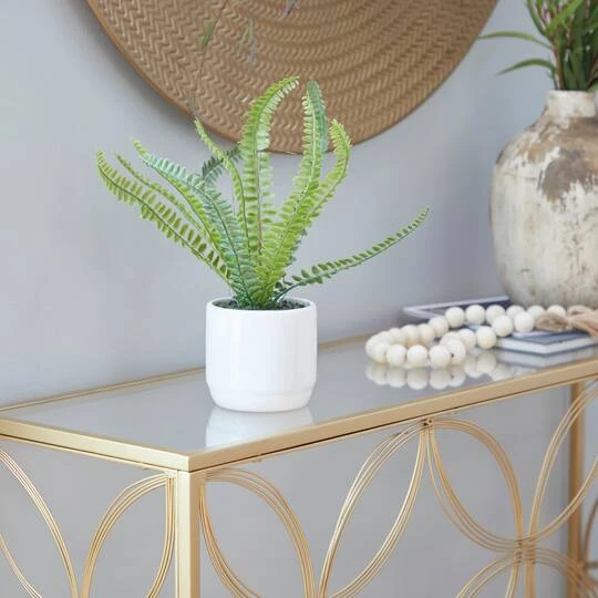 White Ceramic Contemporary Artificial Foliage, 14" X 12" X 13" 9 White Ceramic Contemporary Artificial Foliage, 14" X 12" X 13" - Image 7