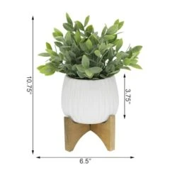 Flora Bunda® 10.7" Tea Leaf In Ridge Pot On Stand -Michaels D511318S 2