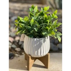 Flora Bunda® 10.7" Tea Leaf In Ridge Pot On Stand -Michaels D511318S 3