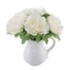 Flora Bunda® 11.5" White Peony Arrangement In Ceramic Watering Vase 1 Flora Bunda® 11.5" White Peony Arrangement In Ceramic Watering Vase -Michaels D511325S 1