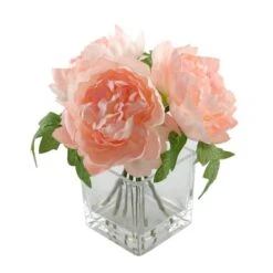 Flora Bunda® 8" Pink Peony Arrangement In Glass Pot -Michaels D511326S 1 1