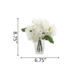 Flora Bunda® 9" White Hydrangeas Mix In Glass Vase -Michaels D511327S 2