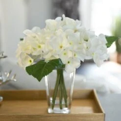 Flora Bunda® 9" White Hydrangeas Mix In Glass Vase -Michaels D511327S 3