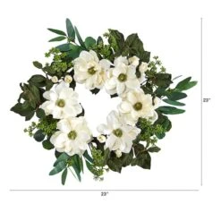23" Magnolia, Eucalyptus & Berries Wreath -Michaels D590088S 2