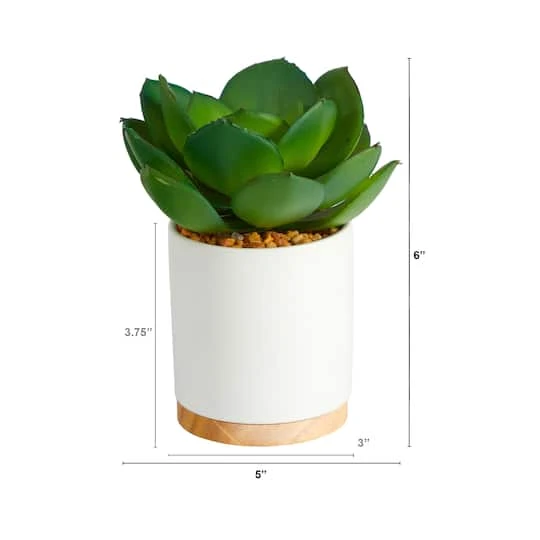 6'' Succulent Artificial Plant In White Ceramic Planter 5 6'' Succulent Artificial Plant In White Ceramic Planter - Image 3