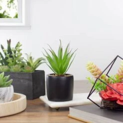 Northlight 7" Green Sword Grass In Black Pot -Michaels D602894S 2