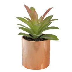 Northlight 5" Green Aloe Plant In Rose Gold Pot