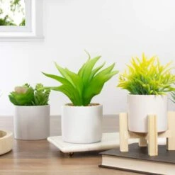 Northlight 8" Green Aloe Plant In White Pot -Michaels D602896S 2