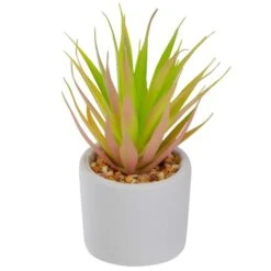 Northlight 6.5" Green & Pink Sword Grass In White Pot -Michaels D602900S 3