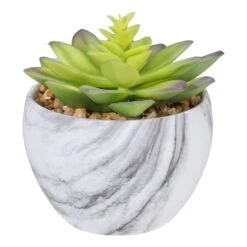 Northlight 4" Green & Purple Succulent In Faux Marble Pot