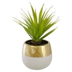Northlight 7" Potted Green Sword Grass Plant
