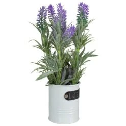 Northlight 11'' Artificial Lavender Arrangement In White Tin Can -Michaels D602987S 3