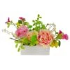 Northlight 14'' Pink And Yellow Artificial Roses And Peony FloralArrangement In Planter -Michaels D602988S 1