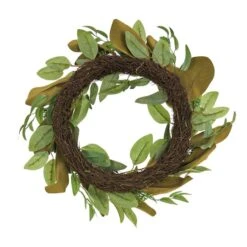 22" Eucalyptus & Magnolia Leaf Wreath -Michaels D613402S 4