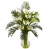 2ft. Calla Lily And Palm Combo Artificial Arrangement With Vase