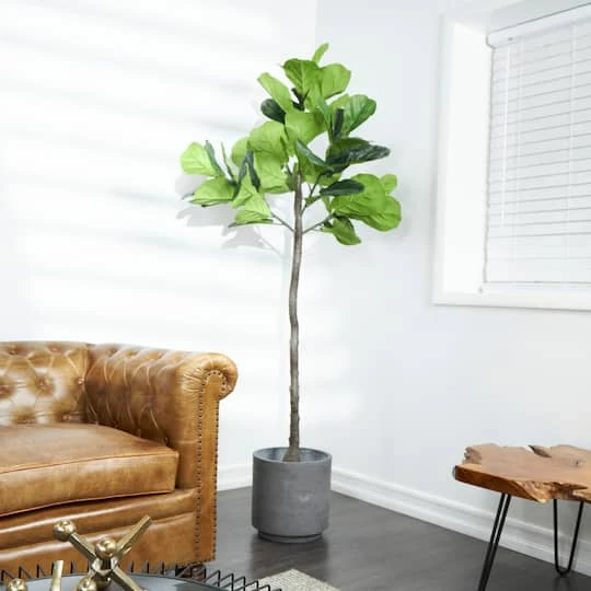 6ft. Potted Green Fiddle Leaf Artificial Tree 5 6ft. Potted Green Fiddle Leaf Artificial Tree - Image 3