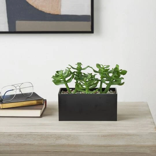 10" Green Foliage Artificial Plant With Black Pot 5 10" Green Foliage Artificial Plant With Black Pot - Image 3