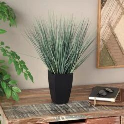 19" Onion Grass Artificial Plant With Black Plastic Pot -Michaels D760283S 5