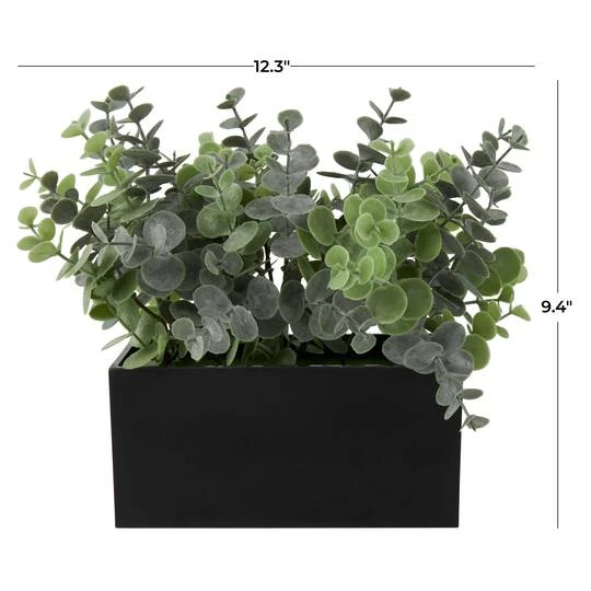 12" Green Foliage Artificial Plant With Black Pot 10 12" Green Foliage Artificial Plant With Black Pot - Image 8