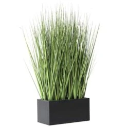 18" Onion Grass Artificial Plant With Black Rectangular Pot