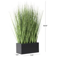 18" Onion Grass Artificial Plant With Black Rectangular Pot -Michaels D760285S 4