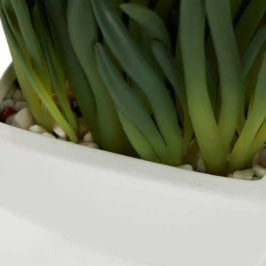 8" Green Foliage Artificial Plant With White Ceramic Pot 7 8" Green Foliage Artificial Plant With White Ceramic Pot - Image 5