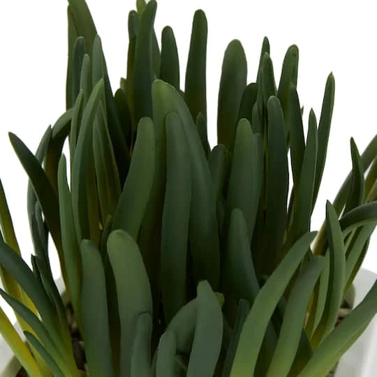 8" Green Foliage Artificial Plant With White Ceramic Pot 8 8" Green Foliage Artificial Plant With White Ceramic Pot - Image 6