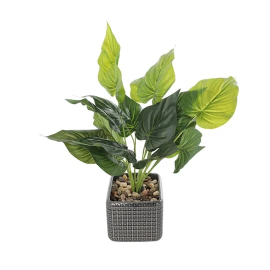 20" Green Foliage Artificial Plant With Black Ceramic Pot 4 20" Green Foliage Artificial Plant With Black Ceramic Pot - Image 2