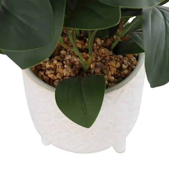 14" Faux Foliage Artificial Plant In White Pot 8 14" Faux Foliage Artificial Plant In White Pot - Image 6