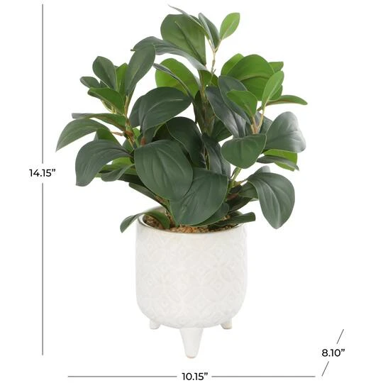 14" Faux Foliage Artificial Plant In White Pot 9 14" Faux Foliage Artificial Plant In White Pot - Image 7