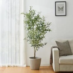 Glitzhome® 6ft. Potted Faux Olive Tree -Michaels D763657S 2