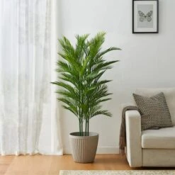 Glitzhome® 5ft. Potted Faux Palm Tree -Michaels D763659S 2