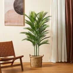 Glitzhome® 5ft. Potted Faux Palm Tree -Michaels D763659S 4