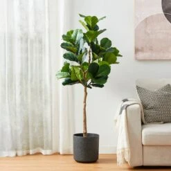 Glitzhome® 5ft. Faux Fiddle Leaf Fig Tree In Pot 13 Glitzhome® 5ft. Faux Fiddle Leaf Fig Tree In Pot -Michaels D763664S 2