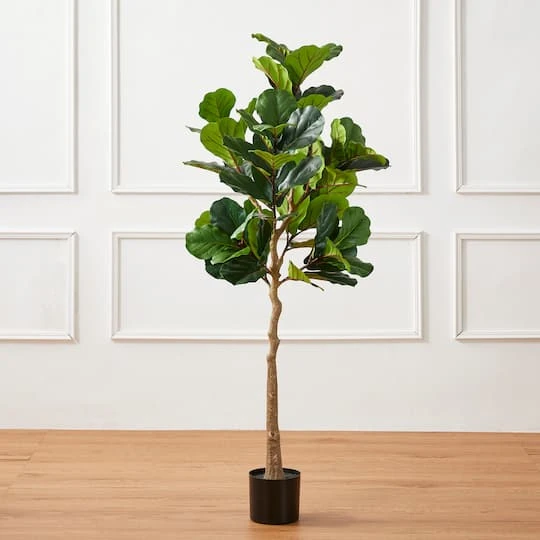 Glitzhome® 5ft. Faux Fiddle Leaf Fig Tree In Pot 7 Glitzhome® 5ft. Faux Fiddle Leaf Fig Tree In Pot - Image 5