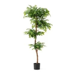 Glitzhome® 5ft. Creative Shaped Faux Ficus Tree In Pot