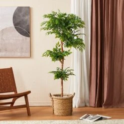 Glitzhome® 5ft. Creative Shaped Faux Ficus Tree In Pot -Michaels D763666S 3